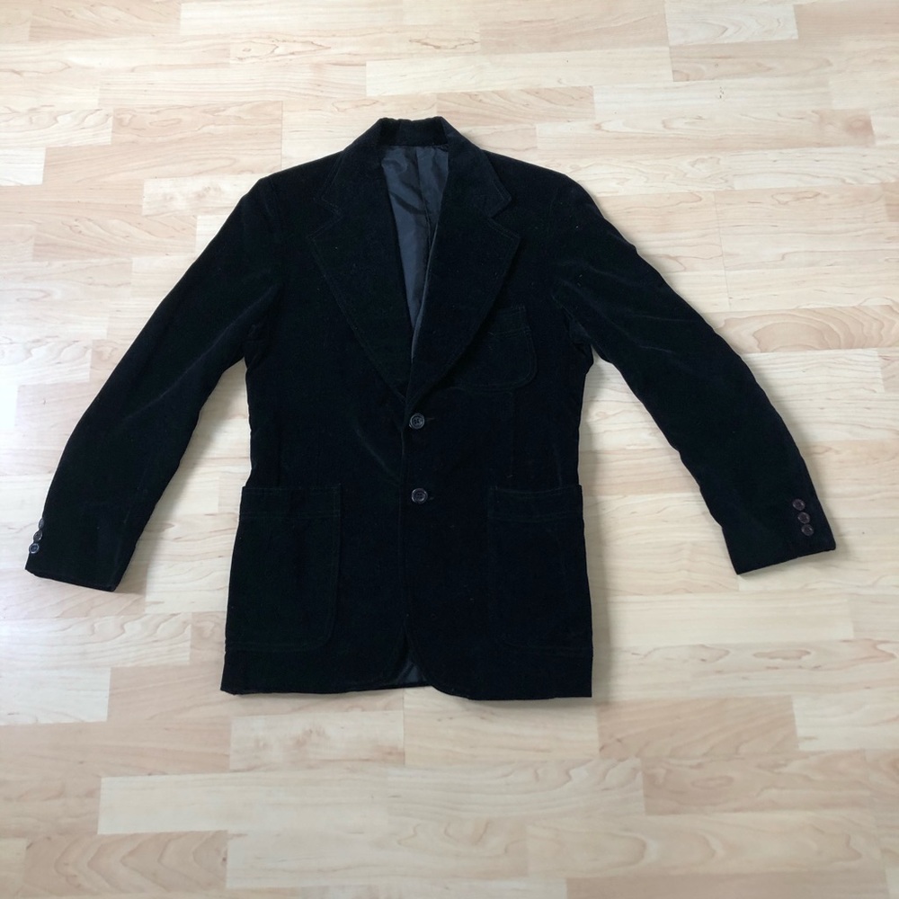 Boys Black Velvet Blazer Jacket Wescott